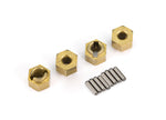 Traxxas 9750X TRX4m Wheel hubs, 7mm hex, brass (1 gram each) (4)/ axle pins (8)