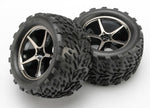 Traxxas 7174A Tires and wheels, assembled, glued (Gemini black chrome wheels, Talon tires, foam inserts) (2) 0.285