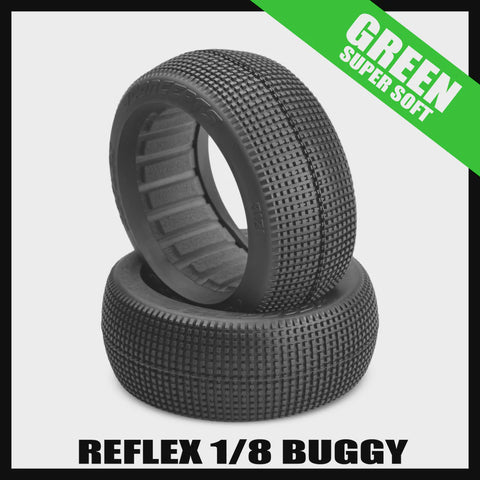 J Concepts 3121-02 Reflex 1/8 Buggy Tires (2) - Green (Supersoft)