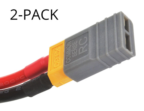 Common Sense RC 2-Pack of Gray Adapter for XT60 batteries to popular RC vehicles