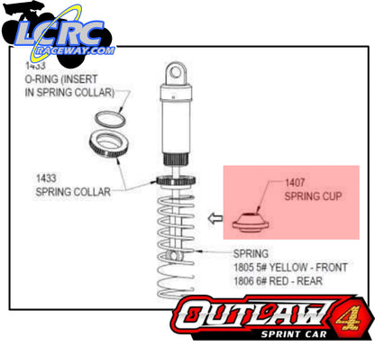 Custom Works 1407 Shock Spring Cups, Bottom Spring Retainers (pack of 4)