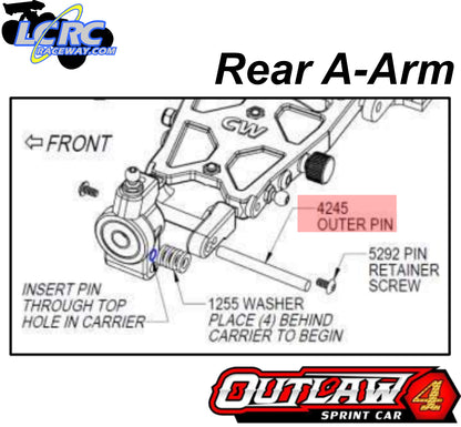 Custom Works 4245 Rear Outer Suspension Pin (Captured)