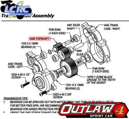 Custom Works 4464 Top Shaft for 2.6 GBX