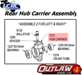 Custom Works 7271 Rear Hub Carrier for Hex Drive (Pack of 2)