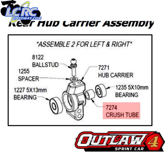 Custom Works 7274 Crush Tube for 5mm Axle (2) Rear Hub Carrier