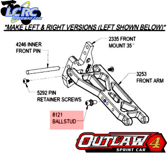 Custom Works 8121 Short Hex Drive Ball Stud (6)