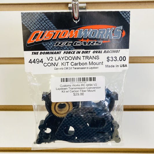 Customs Works RC 4494 V2 Laydown Transmission Conversion Kit w/ Carbon Fiber Mount