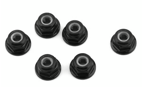 1UP 1UP80504 3mm Aluminum Flanged Locknuts (Black) (6)
