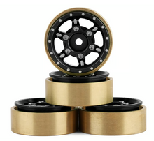 Samix SCX24-6670BK SCX24 Aluminum & Brass Adjustable Offset 1.0" Beadlock Wheels (Black) (4)