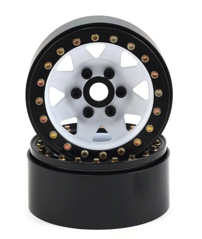 SSD RC SSD00251  1.9"" Steel 8 Spoke Beadlock Wheels (White) (2)
