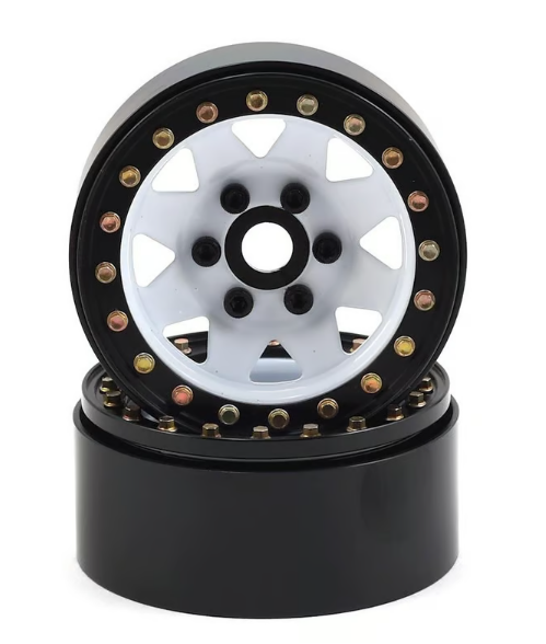 SSD RC SSD00251  1.9"" Steel 8 Spoke Beadlock Wheels (White) (2)