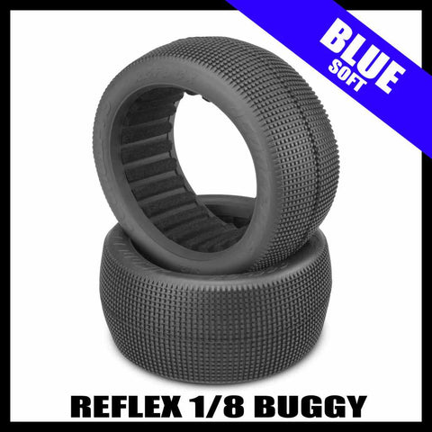 JConcepts 3121-01 Reflex 1/8 Buggy Tires (2) - Blue (Soft)