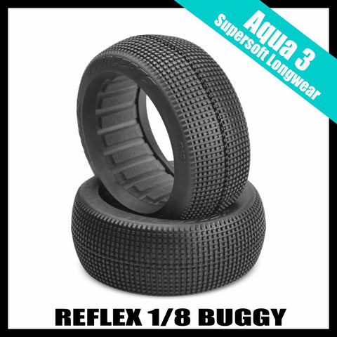 J Concepts 3121-04 Reflex 1/8 Buggy Tires (2) - Aqua A3 (Supersoft Longwear)