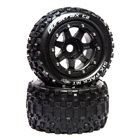 Duratrax DTXC5604 SixPack MT Belt 2.8" Mounted Front/Rear Tires .5 Offset 17mm, Black (2)