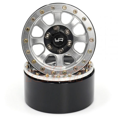 Yeah Racing WL-0115SV 1.9 Aluminum CNC 8 Spoke Beadlock Wheel w/Wheel Hub 2pcs Silver