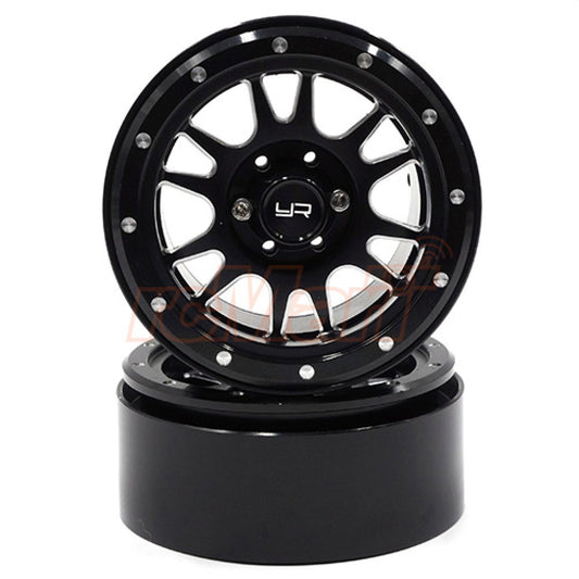 Yeah Racing WL-0119BK 2.2 Aluminum CNC 12 Spoke Beadlock Wheel w/Wheel Hub 2pcs Black
