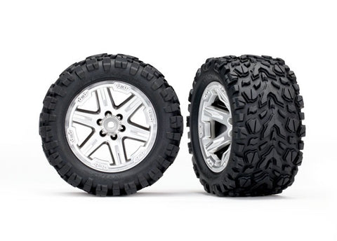 Traxxas 6774R - Tires & wheels, assembled, glued (2.8') (RXT satin chrome wheels, Talon Extreme tires, foam inserts) (2WD electric rear) (2) (TSM rated)