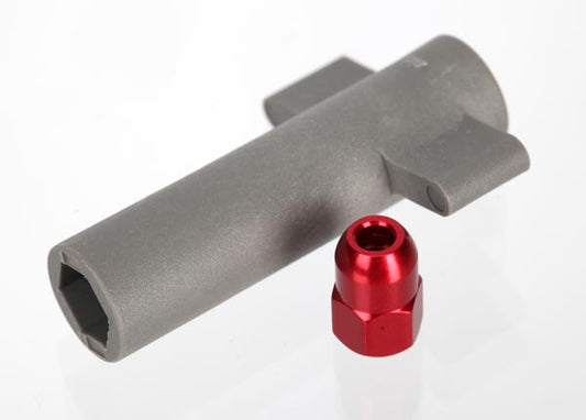 Traxxas 5526R Antenna crimp nut, aluminum (red-anodized)/ antenna nut tools 0.025