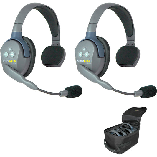EARTEC UL2S UltraLITE Full Duplex Wireless Headset Communication for 2 Users - 2 Single Ear Headsets