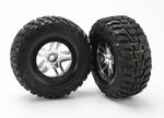 Traxxas 5882 Tires & wheels, assembled, glued (SCT Split-Spoke satin chrome, black beadlock style wheels, Kumho tires, foam inserts) (2) (2WD front) 0.57
