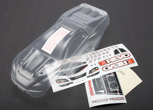 Traxxas 7111 1/16 E-Revo Body w/Grille & Light Decals (Clear)