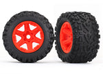 Traxxas 8672A Tires & wheels, assembled, glued (orange wheels, Talon EXT tires, foam inserts) (2) (17mm splined) (TSM® rated)