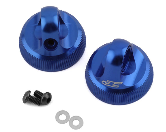 JConcepts 2701-1 Team Associated Fin Aluminum 13mm Shock Cap (Blue) (2)