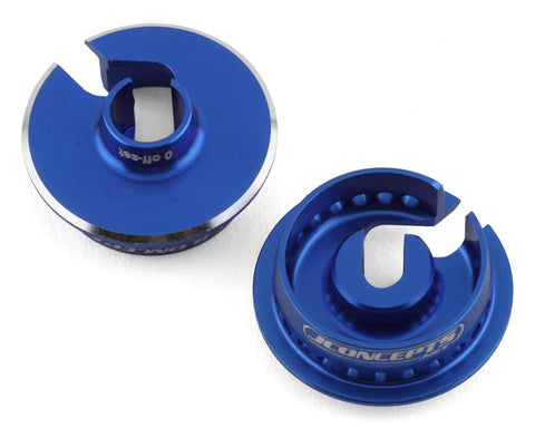 JConcepts 2721-1 Team Associated Fin Aluminum 13mm Shock Spring Cups (Blue) (0mm Offset)