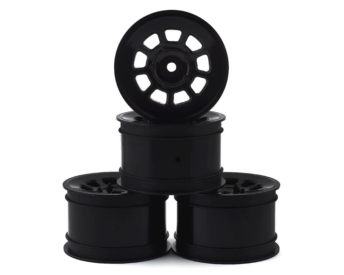 JConcepts 3398B 9 Shot 2.2 Dirt Oval Rear Wheels (Black) (4) (B6.1/XB2/RB7/YZ2) w/12mm Hex