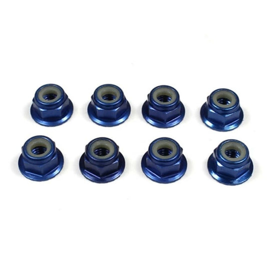 TUH1080 4mm Aluminum Locknut, Flanged Knurled (8) Dark Blue