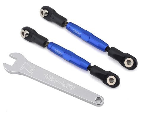 Traxxas 3644X Camber links, rear (TUBES blue-anodized, 7075-T6 aluminum, stronger than titanium) (73mm) (2)/ rod ends (4)/ aluminum wrench (1) 0.142