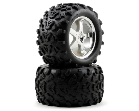 Traxxas 4973R Tires & wheels, assembled, glued (Hurricane chrome wheels, MaxxÃÂ® tires (6.3' outer diameter), foam inserts) (2) (fits RevoÃÂ®/MaxxÃÂ® series) 1.44