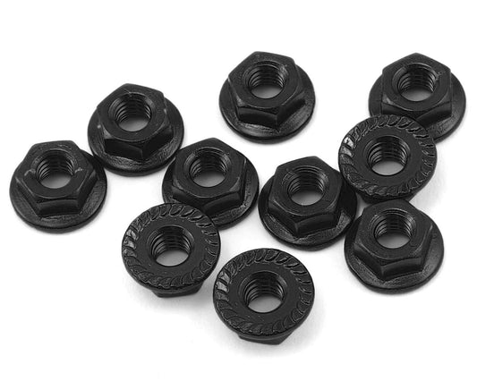 Yeah Racing LN-M4S-BK 4mm Aluminum Serrated Lock Nut (10) (Black)
